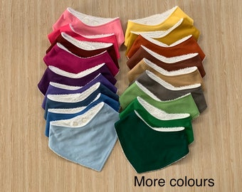 Cotton Baby Bandana Bib: Absorbent Towelling Back, 49 Colors