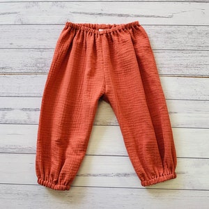 Baby and toddler boho harem pants in double gauze colour choices