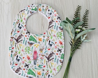Australian print bib with towelling and snaps