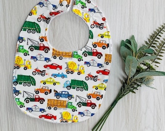 Bibs for boys, round style with towelling and snaps