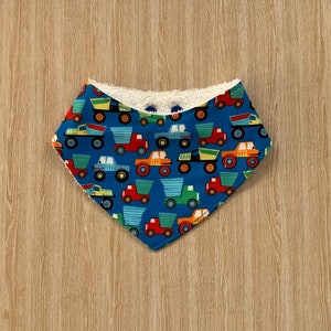 Cotton boys bandana bib truck print Made in Australia