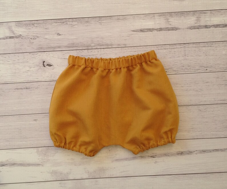 Baby mustard bloomers cotton linen fabric bloomers unisex linen baby clothes baby boy and girl bloomers