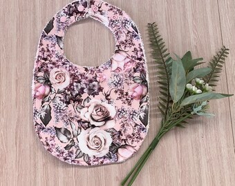 Pink floral digital print baby bib au