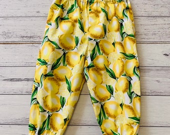 Baby and toddler girl boho harem pants lemons