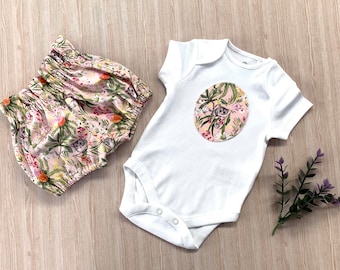 Aussie Baby girl possum floral outfit pink