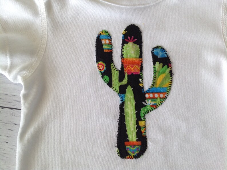 Baby boy clothes unique gender neutral baby outfit cactus fabric 2 piece set applique bodysuit and pants nb 3 6 12 18 mths
