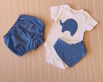 Baby gift set unisex royal blue gingham