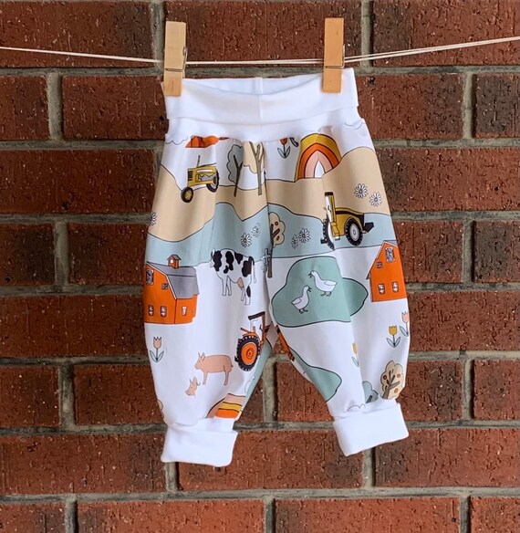 Baby Yoga Waist Long Farm Print Pants Unisex to 18 Months