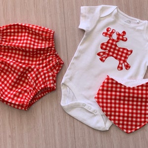 Baby boy Santa photos red gingham set