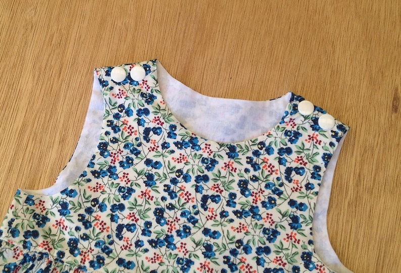 Size 12 months dress blue floral cotton baby dress baby girl gift ideas gifts 12 month baby girl