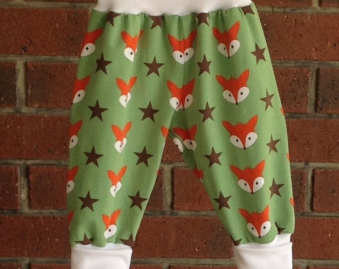 BABY FOX PANTS Size 6 Months Green Jersey Pants With Foxes Etsy