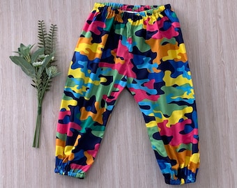 Kids pants rainbow camouflage relaxed fit pants to size 5