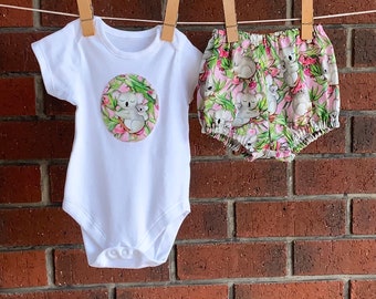 Baby girl matching set Australian koala outfit, sizes to 18 months