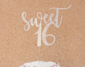 Sweet 16 Cake Topper, Happy Sweet 16, 16th Birthday Decor, Sweet 16 Cake, Girls Birthday Party Decor