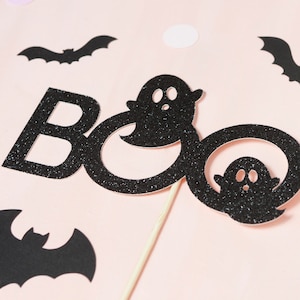 Boo Kuchen Topper, Boo Ghost, schwarz Glitter Cake Topper, süße Halloween Topper