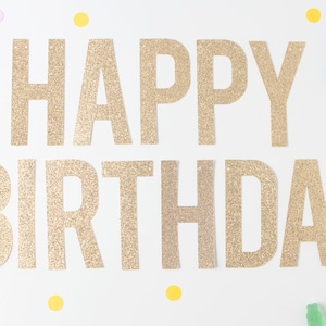Happy Birthday Glitter Banner, Gold Birthday Banner, Happy Birthday Bunting, Kids Party Banner, Happy Birthday Sign