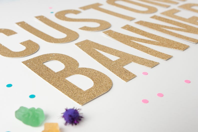 Happy Birthday Glitter Banner, Gold Birthday Banner, Happy Birthday Bunting, Kids Party Banner, Happy Birthday Sign image 2