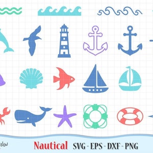 Maritime SVG, Eps, Dxf und Png. Vektordateien ideal für Schneidemaschinen wie Silhouette Studio Cameo, Cricut, ScanNCut etc.