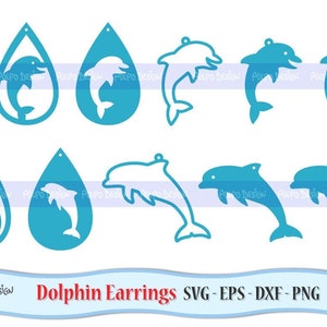 Dolphin Earrings SVG, Eps, Dxf et Png. Vector fichiers idéal pour couper des machines telles que Silhouette Studio Cameo, Cricut, ScanNCut etc.