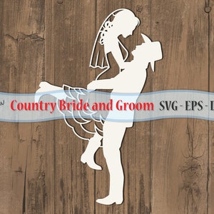 Novia y novio del país SVG. Archivos Wedding Svg Eps Dxf Png.Vector ideales para máquinas de corte como Silhouette Studio Cameo,Cricut,ScanNCut