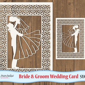 Braut und Bräutigam Klappkarte. Wedding SVG Eps Dxf Png. Vektor Dateien ideal für Schneidemaschinen:Silhouette Studio Cameo, Cricut, ScanNCut etc
