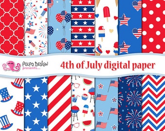 4th of July digital paper. United States Memorial Day stars and stripes tileable patterns, 4th of july clipart scrapbook backgrounds pattern