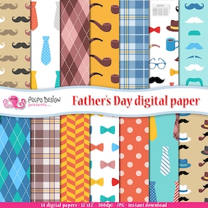 Carta digitale della festa del papà. Modelli Happy Fathers Day, sfondi papà, carta senza cuciture. Papà, cravatta, papillon, occhiali da vista con tubo argyle