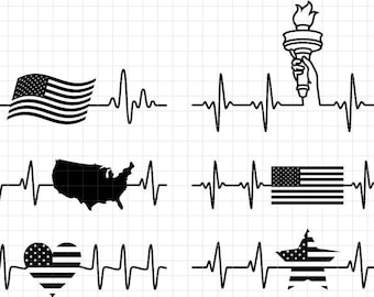 USA Heartbeats SVG. 4th of july Heartbeat in Svg Eps Dxf Png Jpg. Instant Download. Commercial Use. Heart svg, America svg, state svg us svg