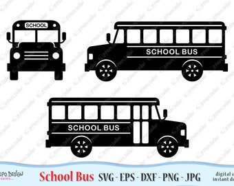 Autobús escolar SVG, Eps, Dxf, Png, Jpg. Clipart escolar, vector de autobús escolar, svg escolar, vinilo, regreso a clases, svg de maestro, svg de decoración de aula.