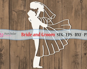 Bride and Groom SVG. Wedding Svg Eps Dxf Png. Vector files ideal for cutting machines such as Silhouette Studio Cameo, Cricut, ScanNCut.