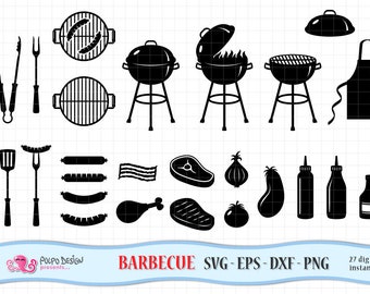 Barbecue SVG. BBQ clip art in Svg Eps Dxf Png. Vector files ideal for cutting machines such as Silhouette Studio Cameo, Cricut, ScanNCut.