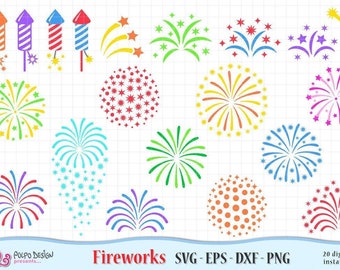 Fireworks SVG, Eps, Dxf and Png. Digital vector files ideal for cutting machines such as Silhouette Studio Cameo, Cricut, ScanNCut etc.