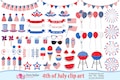 4th of July clipart. 4th of July clip art. America Clipart, Independence Day clipart, Fourth of July clipart, digital Patriotic clipart.