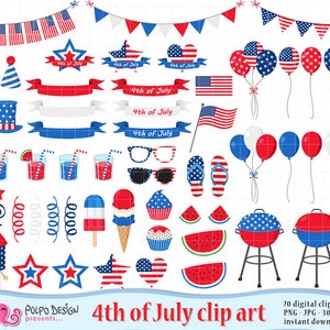 4. Juli Clipart. 4.Juli Clip Art. Amerika Clipart, Clipart zum Unabhängigkeitstag, Clipart digital Patrony.