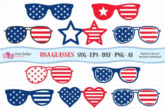 Download 4th of July Glasses svg. Clip art in Svg, Eps, Dxf, AI and ...
