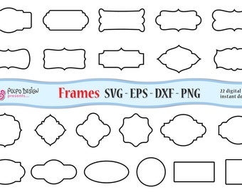 SVG Frames. 22 digital clip art. SVG EPS Dxf Png. Vector files ideal for cutting machines such as Silhouette Studio Cameo, Cricut, ScanNCut