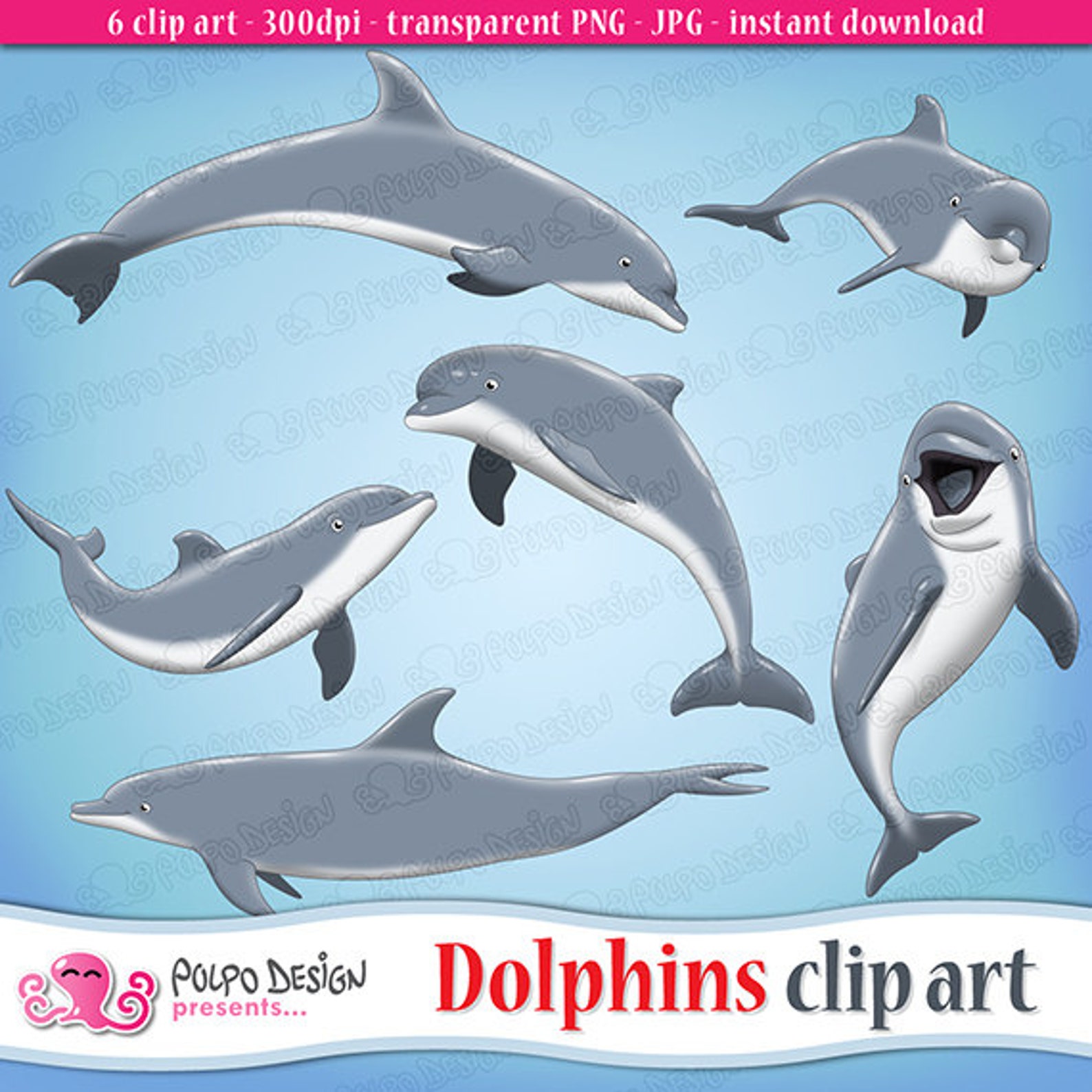 Dolphins Clipart. Dolphin Clipart Dolphin Clip Art Dolphin - Etsy