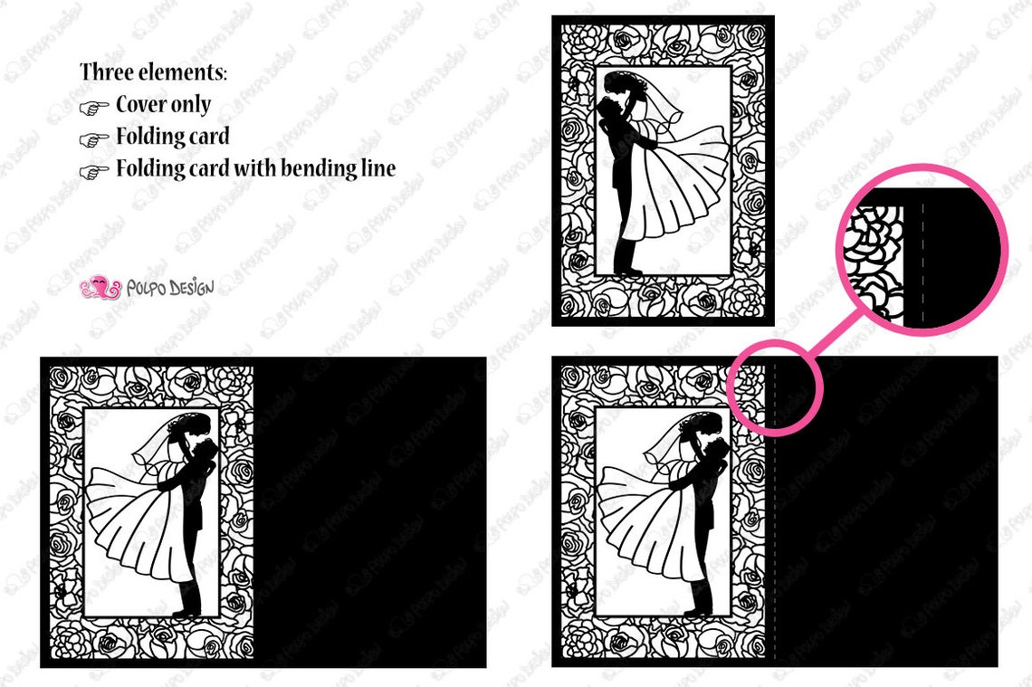 Bride and Groom Folding Card. Wedding SVG Eps Dxf Png. Vector Files ...