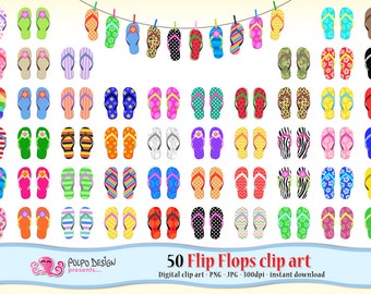 50 flip flops clipart. Beach clipart summer clipart Digital flip flops clip art flip flop clipart summer clip art sandals pool party clipart