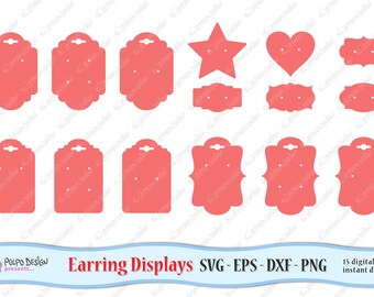 Ohrring Display Karten SVG, Eps, Dxf und Png. Vektor-Dateien ideal für Schneidemaschinen. Sofortiger Download. Kommerzielle Nutzung. SternHerz-Display.