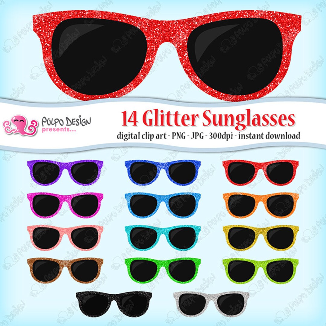 14 Colorful Glitter Sunglasses Clipart. Glitter Clipart Etsy