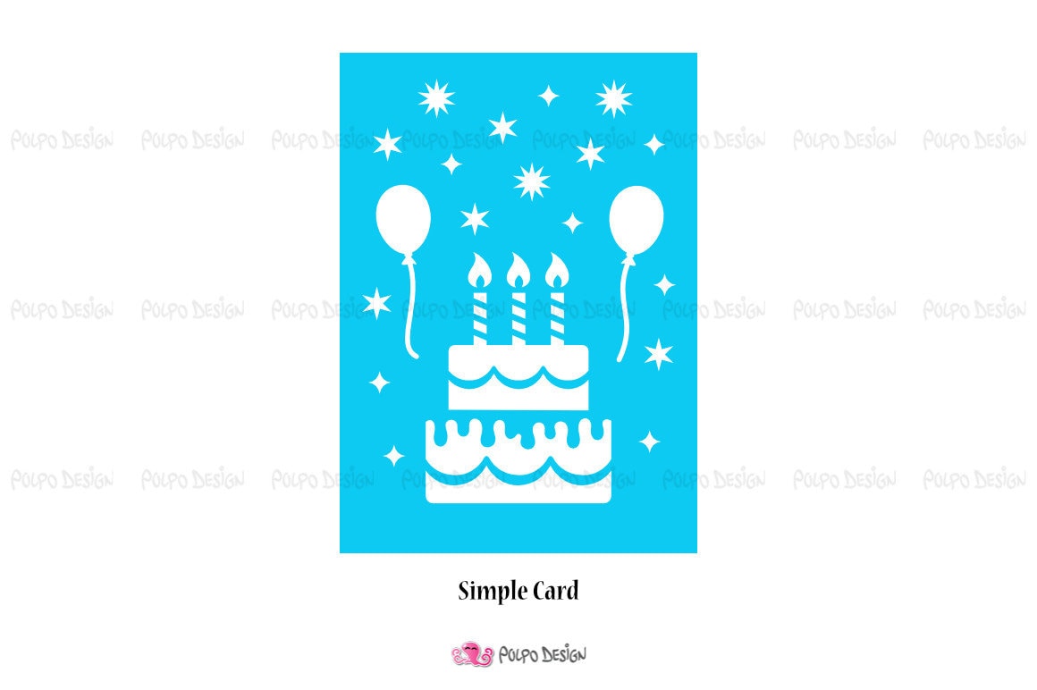 Birthday Card SVG Eps Dxf and Png. Digital vector files | Etsy