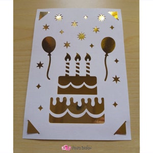 Tarjeta de cumpleaños SVG, Eps, Dxf y Png. Archivos vectoriales digitales ideales para máquinas de corte como Silhouette Studio Cameo, Cricut, ScanNCut, etc.