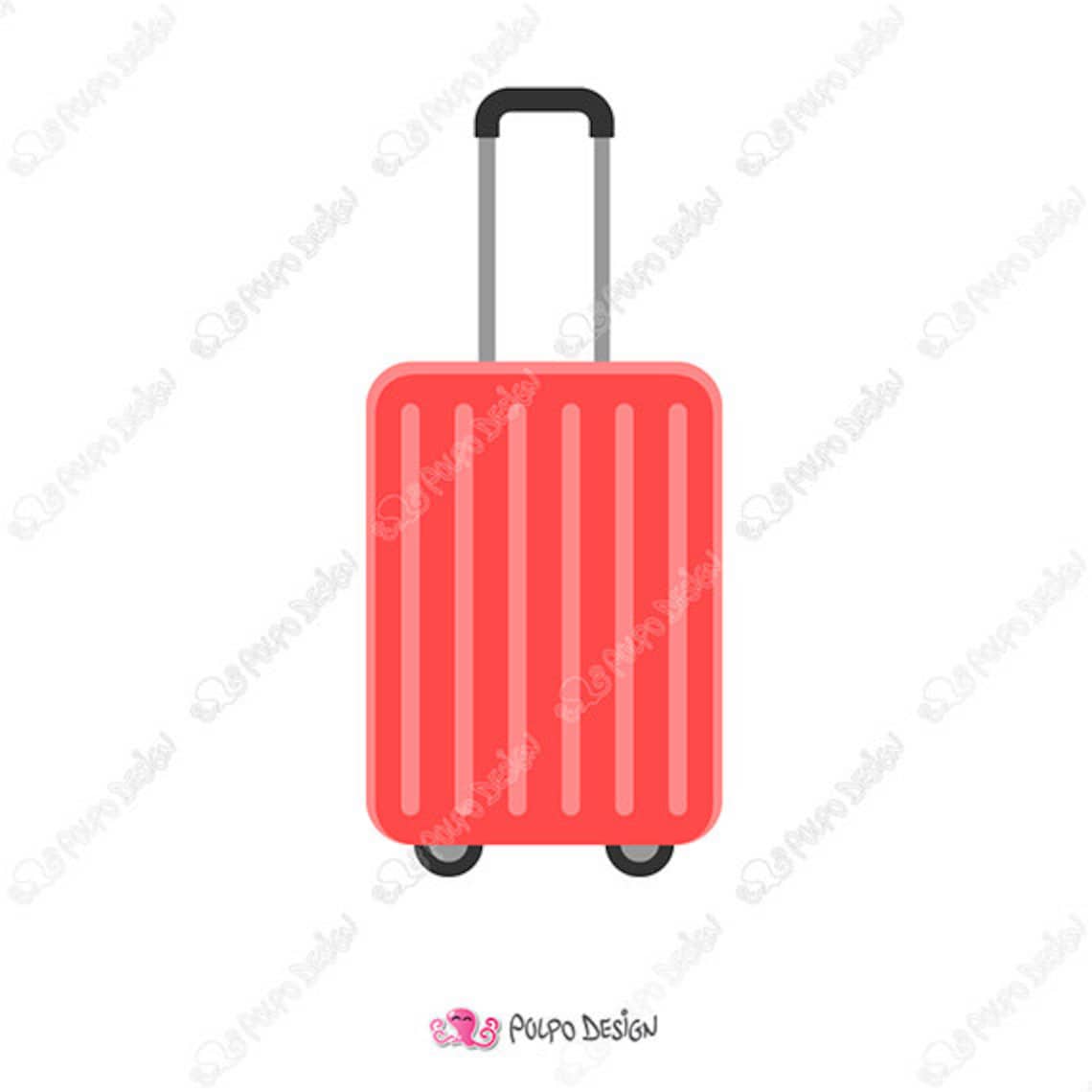 50 colorful Rolling Suitcase clipart. Digital Suitcase clip Etsy