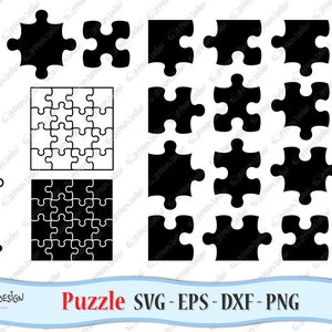 Puzzel SVG. 24 digitale clipart SVG EPS Dxf Png. Vectorbestanden, ideaal voor snijmachines zoals Silhouette Studio Cameo, Cricut, ScanNCut, enz.