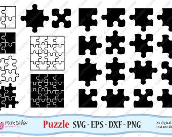 Puzzle SVG. 24 digital clipart SVG EPS Dxf Png. Vector files ideal for cutting machines such as Silhouette Studio Cameo, Cricut,ScanNCut etc