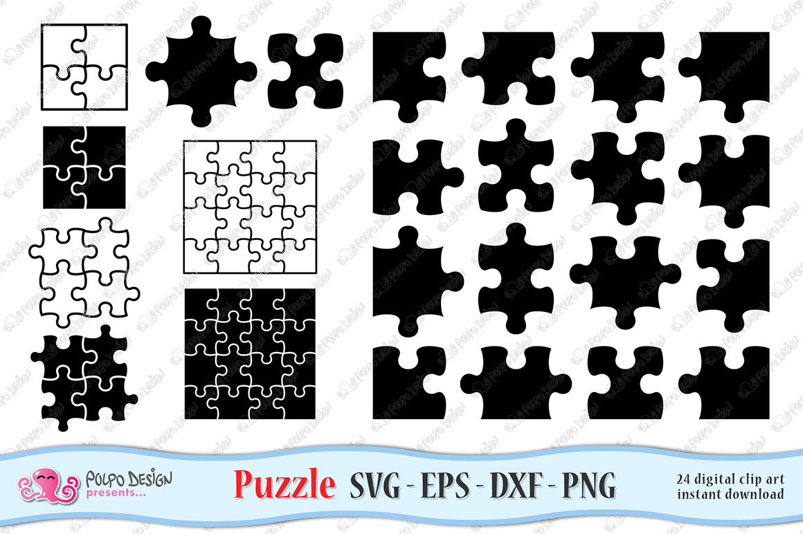 Puzzle SVG. 24 Digital Clipart SVG EPS Dxf Png. Vector Files Etsy