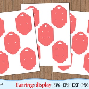 Earring Display Card SVG, Eps, Dxf, Png and Jpg. Vector files ideal for cutting machines. Instant Download. Commercial & personal Use.