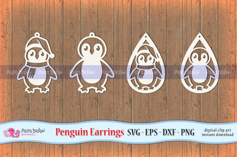 Download Dxf And Png Vector Files Ideal For Cutting Machines Christmas Penguin Earring Svg Eps Commercial Use Instant Download Santa Penguin Clip Art Art Collectibles Sultraline Id