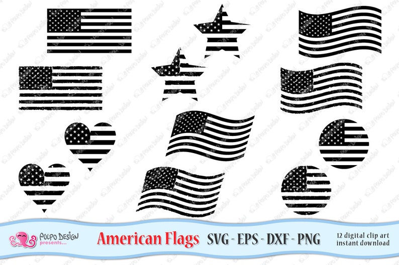 Download American flag SVG. Monochromatic Usa flag clip art in Svg ...